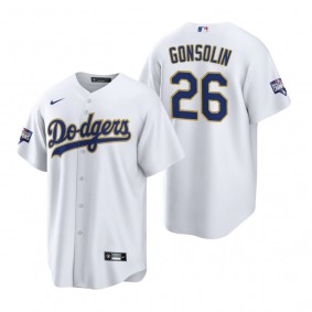 Los Angeles Dodgers Tony Gonsolin White Gold 2021 Gold Program Replica Jersey