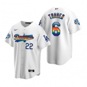 Los Angeles Dodgers Trea Turner White 2022 Pride Night LGBTQ Jersey