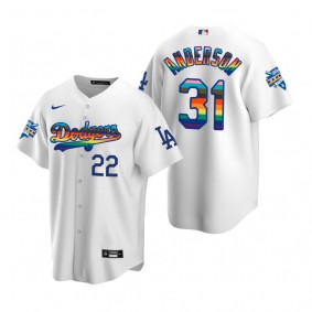 Los Angeles Dodgers Tyler Anderson White 2022 Pride Night LGBTQ Jersey