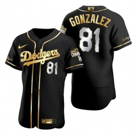 Los Angeles Dodgers Victor Gonzalez Black 2020 World Series Champions Golden Limited Jersey