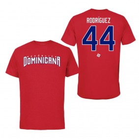 Men's Dominican Republic Baseball Julio Rodriguez LEGENDS Red 2023 World Baseball Classic Name & Number T-Shirt