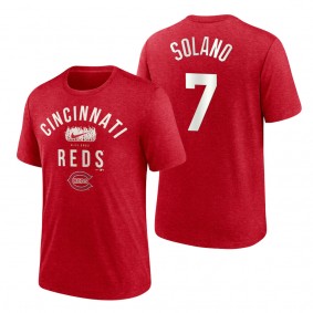 Reds Donovan Solano Red 2022 Field of Dreams Lockup Tri-Blend T-Shirt