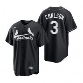 Men's St. Louis Cardinals Dylan Carlson Nike Black White 2021 All Black Fashion Replica Jersey