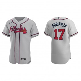 Braves Ehire Adrianza Gray Authentic Road Jersey
