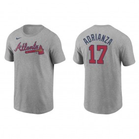 Braves Ehire Adrianza Gray Name & Number T-Shirt