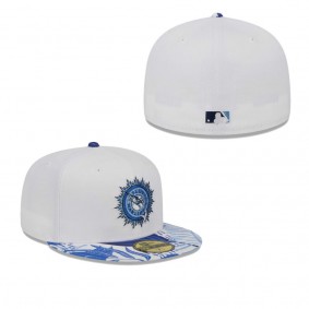 Men's Florida Marlins White Blue Cooperstown Collection Flamingo 59FIFTY Fitted Hat