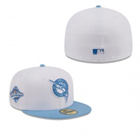 Men's Florida Marlins White Cooperstown Collection Sky 59FIFTY Fitted Hat