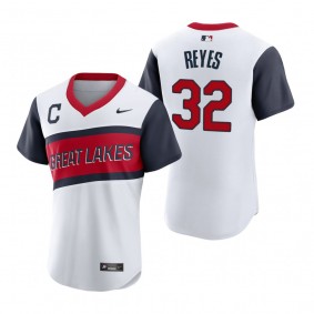 Men's Cleveland Indians Franmil Reyes Nike White 2021 Little League Classic Home Authentic Jersey