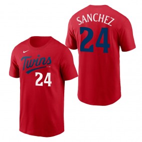Gary Sanchez Minnesota Twins Red 2023 Wordmark T-Shirt