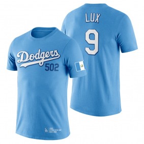 Gavin Lux Dodgers Guatemalan Heritage Night Blue T-Shirt