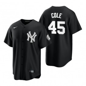 New York Yankees Gerrit Cole Nike Black White 2021 All Black Fashion Replica Jersey