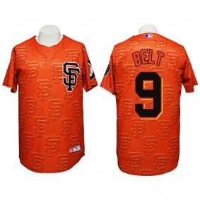 Male San Francisco Giants #9 Brandon Belt 3D Fashion Orange Jersey