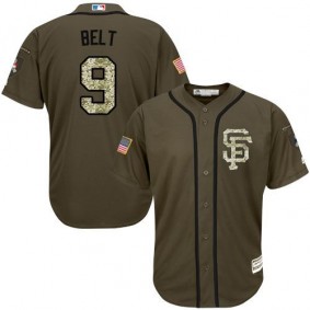 Male San Francisco Giants #9 Brandon Belt Olive Camo Stitched Baseball Jersey