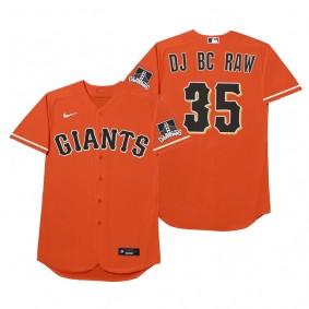 San Francisco Giants Brandon Crawford Dj Bc Raw Orange 2021 Players' Weekend Nickname Jersey