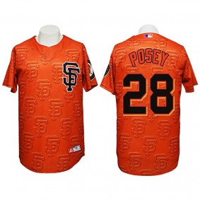 Male San Francisco Giants #28 Buster Posey 3D Fashion Orange Jersey