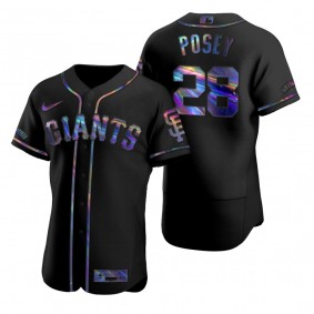 San Francisco Giants Buster Posey Nike Black Authentic Holographic Golden Edition Jersey