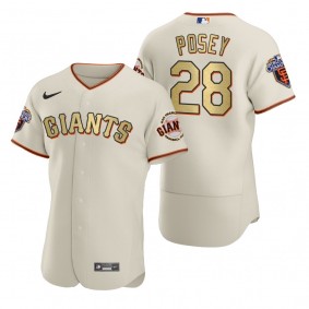 Men's San Francisco Giants Buster Posey Nike Cream Gold 2010 World Series Champions Jersey