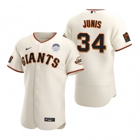San Francisco Giants Jakob Junis Cream 4 ALS Lou Gehrig Day Authentic Jersey