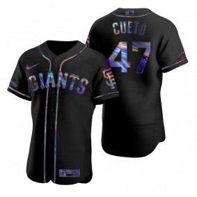 San Francisco Giants Johnny Cueto Nike Black Authentic Holographic Golden Edition Jersey