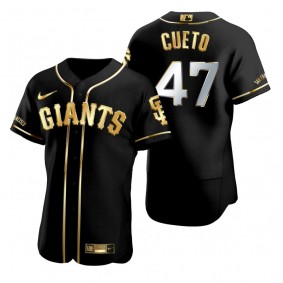 San Francisco Giants Johnny Cueto Nike Black Golden Edition Authentic Jersey