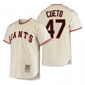 San Francisco Giants Johnny Cueto Cream 1954 Authentic Cooperstown Collection Home Jersey