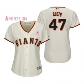 2019 Mother's Day Johnny Cueto San Francisco Giants Cream Jersey