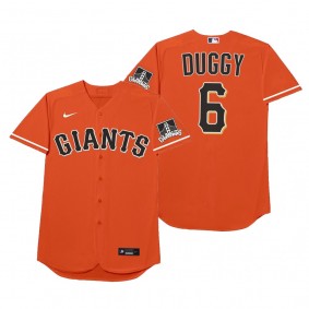 San Francisco Giants Steven Duggar Duggy Orange 2021 Players' Weekend Nickname Jersey