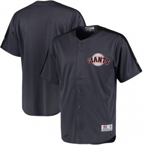 Male San Francisco Giants Stitches Charcoal Button Down Hot Corner Polyester Jersey
