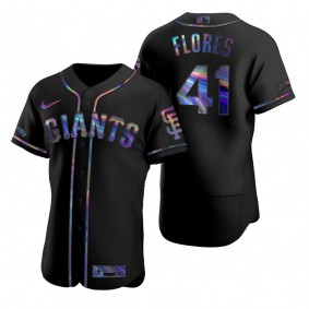 San Francisco Giants Wilmer Flores Nike Black Authentic Holographic Golden Edition Jersey