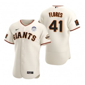San Francisco Giants Wilmer Flores Cream 4 ALS Lou Gehrig Day Authentic Jersey