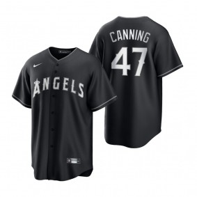 Men's Los Angeles Angels Griffin Canning Nike Black White 2021 All Black Fashion Replica Jersey