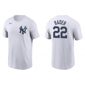 Yankees Harrison Bader White Name & Number T-Shirt
