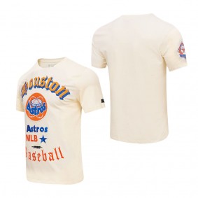 Men's Houston Astros Cream Cooperstown Collection Old English T-Shirt