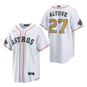 Men's Houston Astros Jose Altuve White Gold 2023 Gold Collection Replica Player Jersey