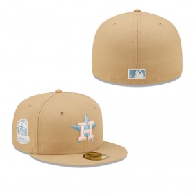 Men's Houston Astros Tan 50th Anniversary Sky Blue Undervisor 59FIFTY Fitted Hat