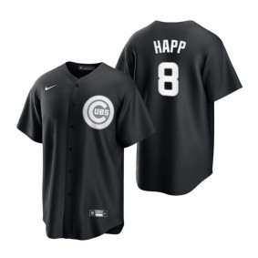 Chicago Cubs Ian Happ Nike Black White 2021 All Black Fashion Replica Jersey