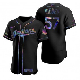 Cleveland Indians Shane Bieber Nike Black Authentic Holographic Golden Edition Jersey