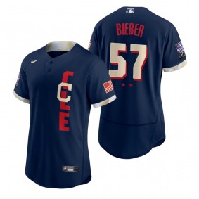 Men's Cleveland Indians Shane Bieber Navy 2021 MLB All-Star Game Authentic Jersey