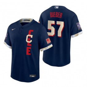 Cleveland Indians Shane Bieber Navy 2021 MLB All-Star Game Replica Jersey