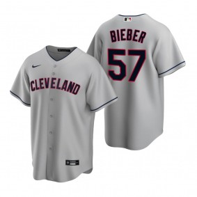 Cleveland Indians Shane Bieber Nike Gray 2020 Replica Road Jersey