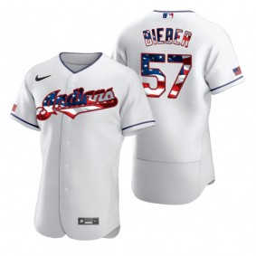 Shane Bieber Cleveland Indians White 2020 Stars & Stripes 4th of July Jersey