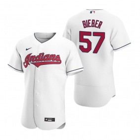 Men's Cleveland Indians Shane Bieber Nike White Authentic 2020 Home Jersey
