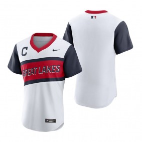 Men's Cleveland Indians Nike White 2021 Little League Classic Home Authentic Jersey