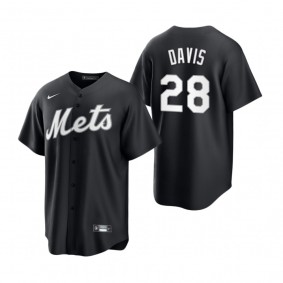 New York Mets J.D. Davis Nike Black White 2021 All Black Fashion Replica Jersey