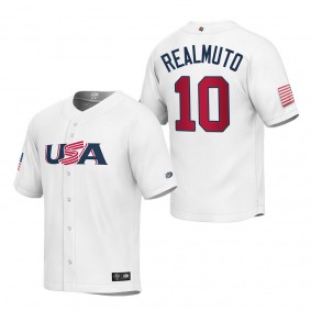 J.T. Realmuto Youth USA Baseball White 2023 World Baseball Classic Replica Jersey