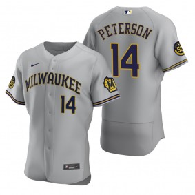 Men's Milwaukee Brewers Jace Peterson Nike Gray Authentic Road Jersey