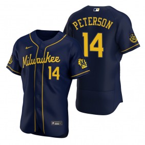 Men's Milwaukee Brewers Jace Peterson Nike Navy Authentic Alternate Jersey