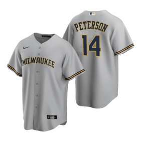 Milwaukee Brewers Jace Peterson Nike Gray Replica Road Jersey