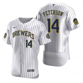Men's Milwaukee Brewers Jace Peterson Nike White Authentic Home Jersey