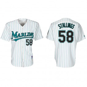 Jacob Stallings Florida Marlins White Teal 30th Anniversary Throwback Jersey
